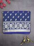 Banaras pattu saree in royal blue color allover zari motifs & zari border with brocade pallu and brocade blouse