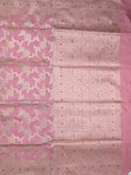 Banaras pattu saree onion pink color allover zari weaves & zari border with rich pallu and attached plain blouse