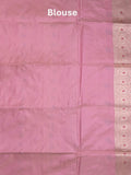 Banaras pattu saree onion pink color allover zari weaves & zari border with rich pallu and attached plain blouse