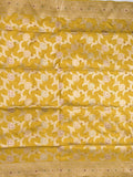 Banaras pattu saree golden yellow color allover zari weaves & zari border with rich pallu and attached plain blouse