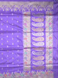 Banaras pattu saree lavender color allover zari weaves & zari border with rich pallu and attached plain blouse