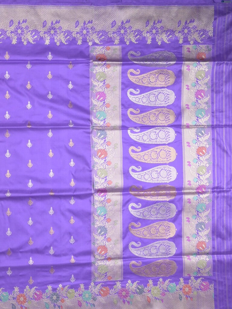 Banaras pattu saree lavender color allover zari weaves & zari border with rich pallu and attached plain blouse