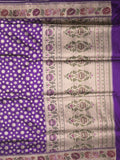 Banaras pattu saree violet color allover zari weaves & zari border with rich pallu and attached plain blouse