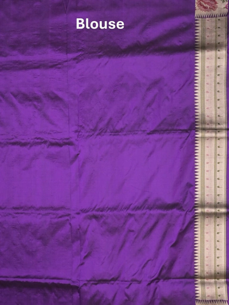 Banaras pattu saree violet color allover zari weaves & zari border with rich pallu and attached plain blouse