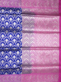 Banaras pattu saree royal blue color allover zari weaves & zari border with rich pallu and attached plain blouse