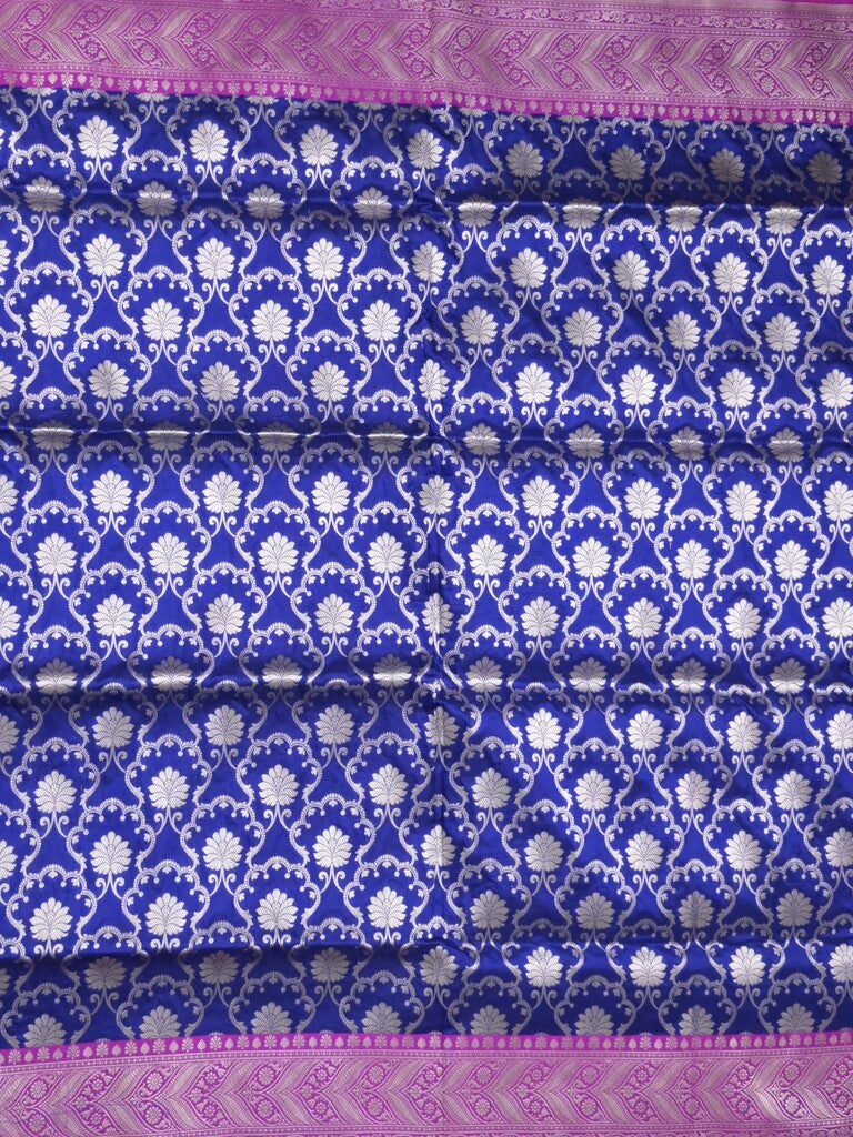 Banaras pattu saree royal blue color allover zari weaves & zari border with rich pallu and attached plain blouse
