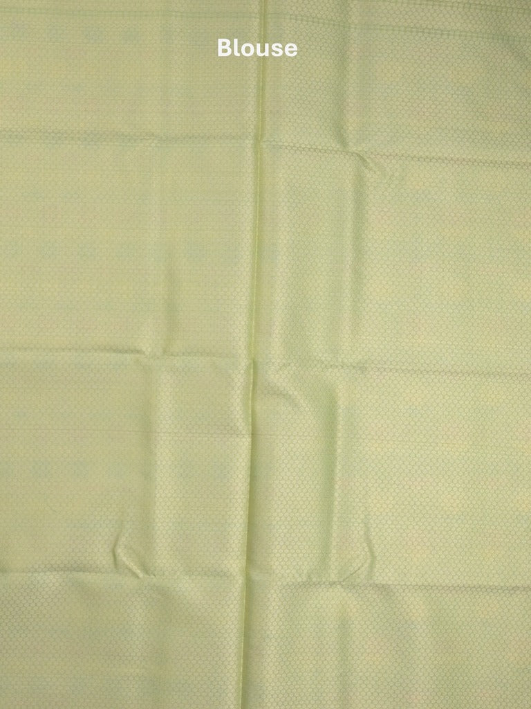 Chanderi fancy saree in light green color allover weaves & zari border with brocade pallu and brocade blouse