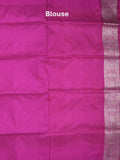 Banaras pattu saree light yellow color allover zari weaves & zari border with rich pallu and attached plain blouse