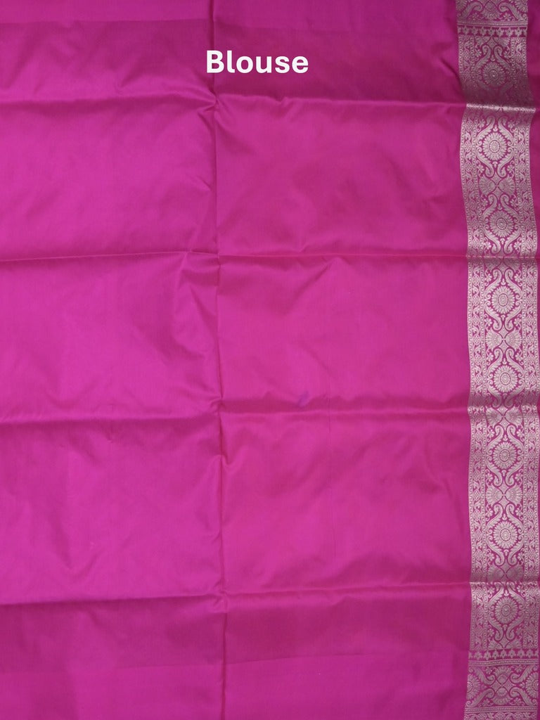 Banaras pattu saree light yellow color allover zari weaves & zari border with rich pallu and attached plain blouse