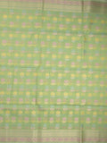 Chanderi fancy saree in light green color allover weaves & zari border with brocade pallu and brocade blouse