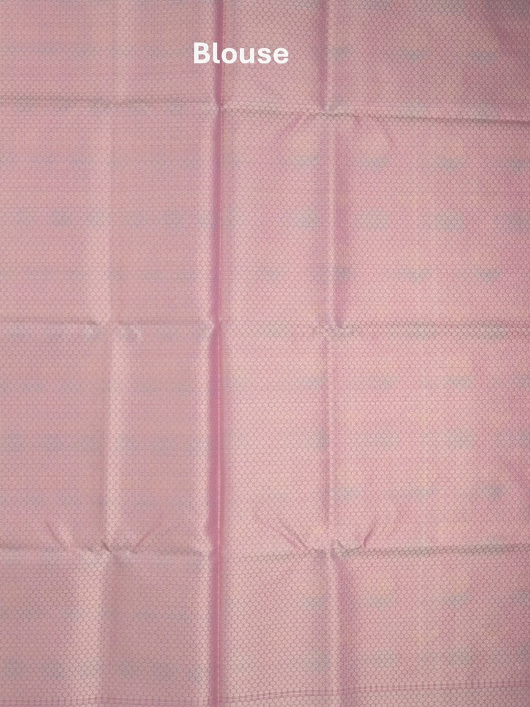 Chanderi fancy saree in pink color allover weaves & zari border with brocade pallu and brocade blouse