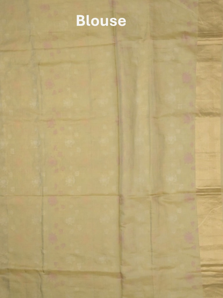 Banaras tissue pattu saree dark beige color allover zari weaves & zari border with rich pallu and attached plain blouse
