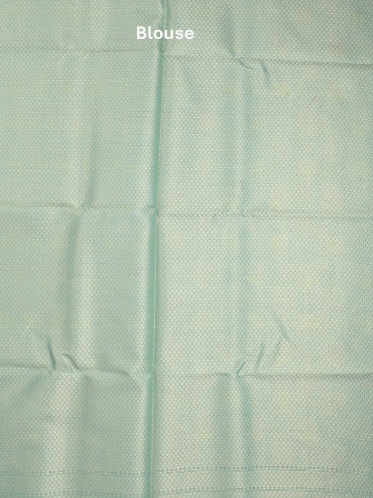 Chanderi fancy saree in light blue color allover weaves & zari border with brocade pallu and brocade blouse