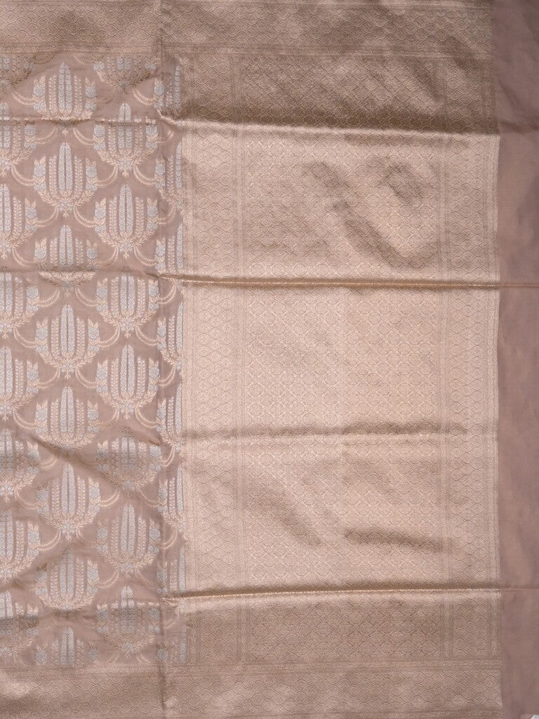 Banaras tissue pattu saree beige color allover zari weaves & zari border with rich pallu and attached plain blouse