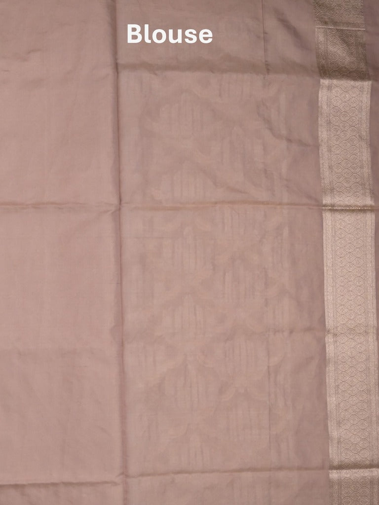 Banaras tissue pattu saree beige color allover zari weaves & zari border with rich pallu and attached plain blouse