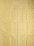 Chanderi fancy saree in yellow color allover weaves & zari border with brocade pallu and brocade blouse