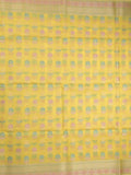 Chanderi fancy saree in yellow color allover weaves & zari border with brocade pallu and brocade blouse