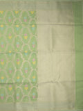 Chanderi fancy saree in light green color allover weaves & zari border with brocade pallu and brocade blouse