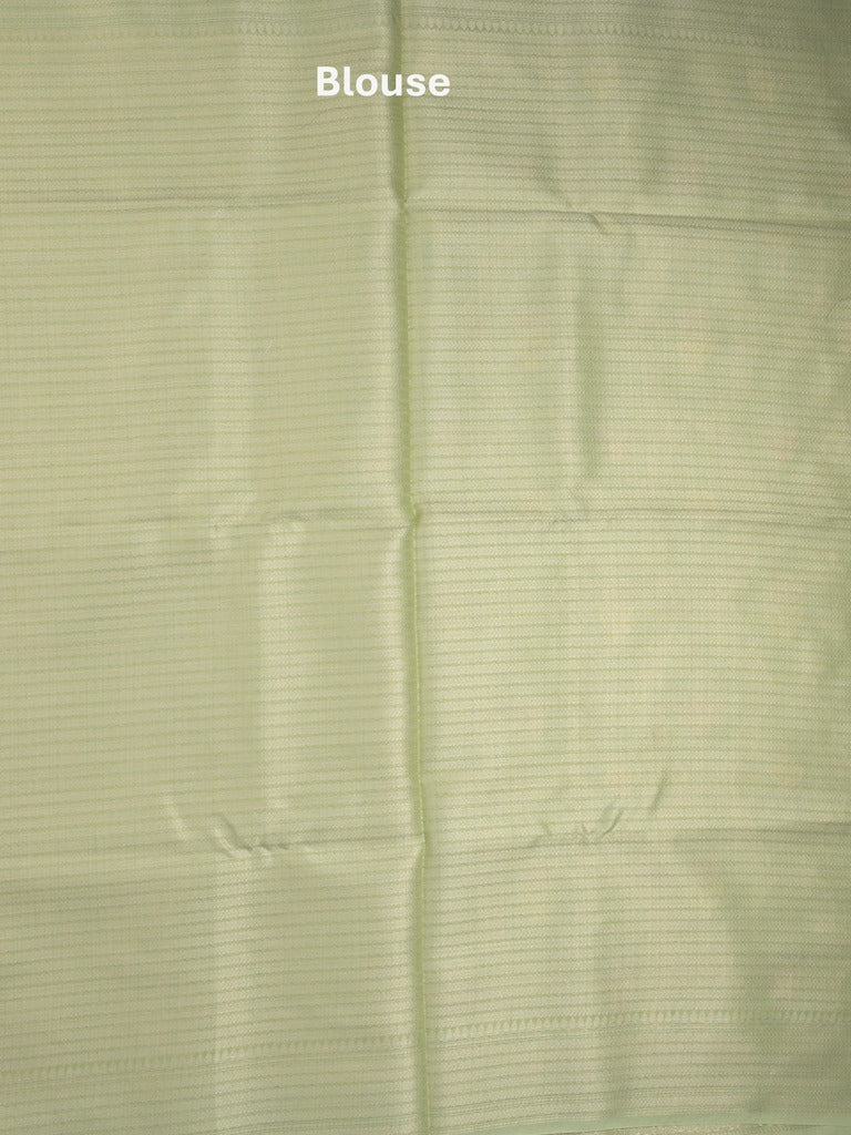 Chanderi fancy saree in light green color allover weaves & zari border with brocade pallu and brocade blouse