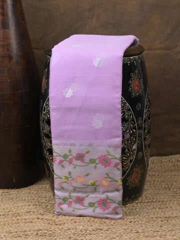 Kota fancy saree lavender color allover zari motifs & zari border with self pallu and running blouse