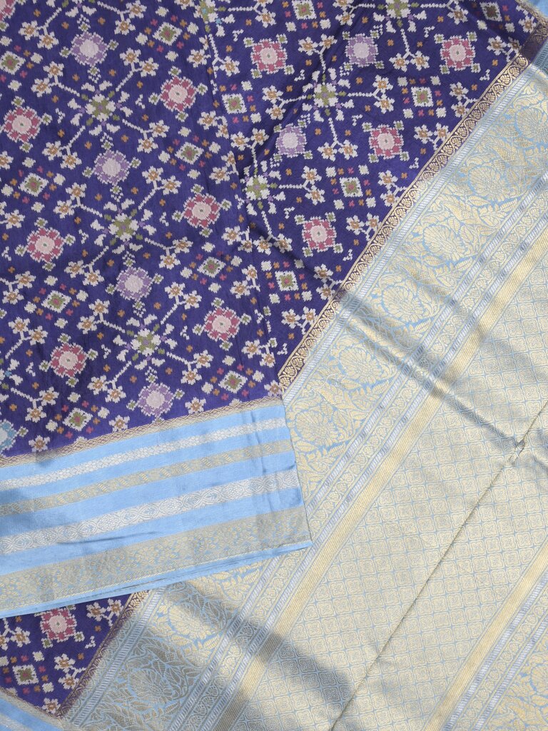 Banaras patola fancy saree for women | royal blue | zari border | party wear