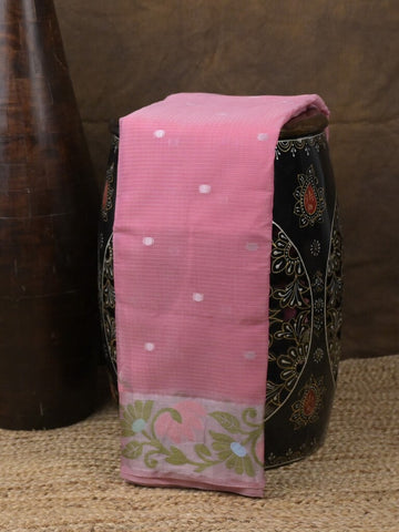 Kota fancy saree light pink color allover zari motifs & zari border with self pallu and running blouse