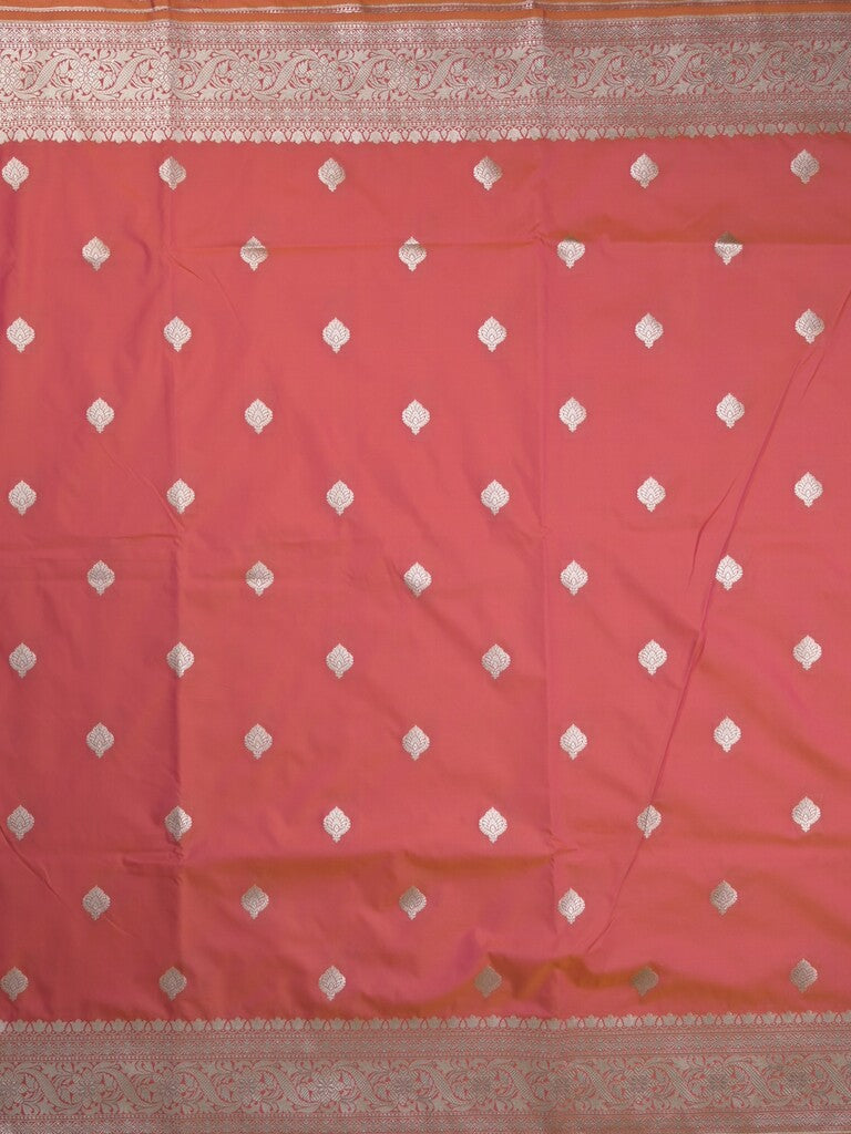 Banaras pattu saree in red color allover zari motifs & zari border with brocade pallu and plain blouse