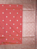 Banaras pattu saree in red color allover zari motifs & zari border with brocade pallu and plain blouse