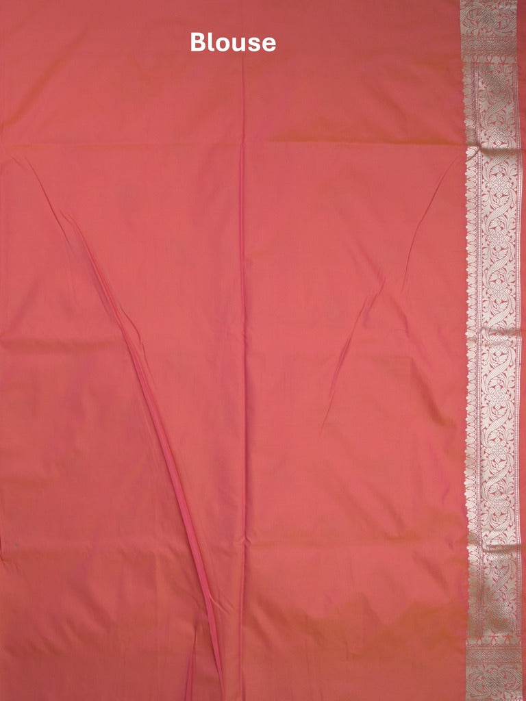 Banaras pattu saree in red color allover zari motifs & zari border with brocade pallu and plain blouse