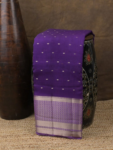 Maheshwari fancy saree ink blue color allover zari motifs & zari border with contrast pallu and attached blouse