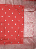 Banaras pattu saree in red color allover zari motifs & zari border with brocade pallu and plain blouse