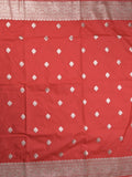 Banaras pattu saree in red color allover zari motifs & zari border with brocade pallu and plain blouse
