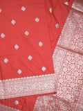 Banaras pattu saree in red color allover zari motifs & zari border with brocade pallu and plain blouse