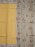 Tussar fancy saree for women | light yellow | plain | printed border
