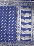 Banaras pattu saree in royal blue color allover zari motifs & zari border with brocade pallu and brocade blouse