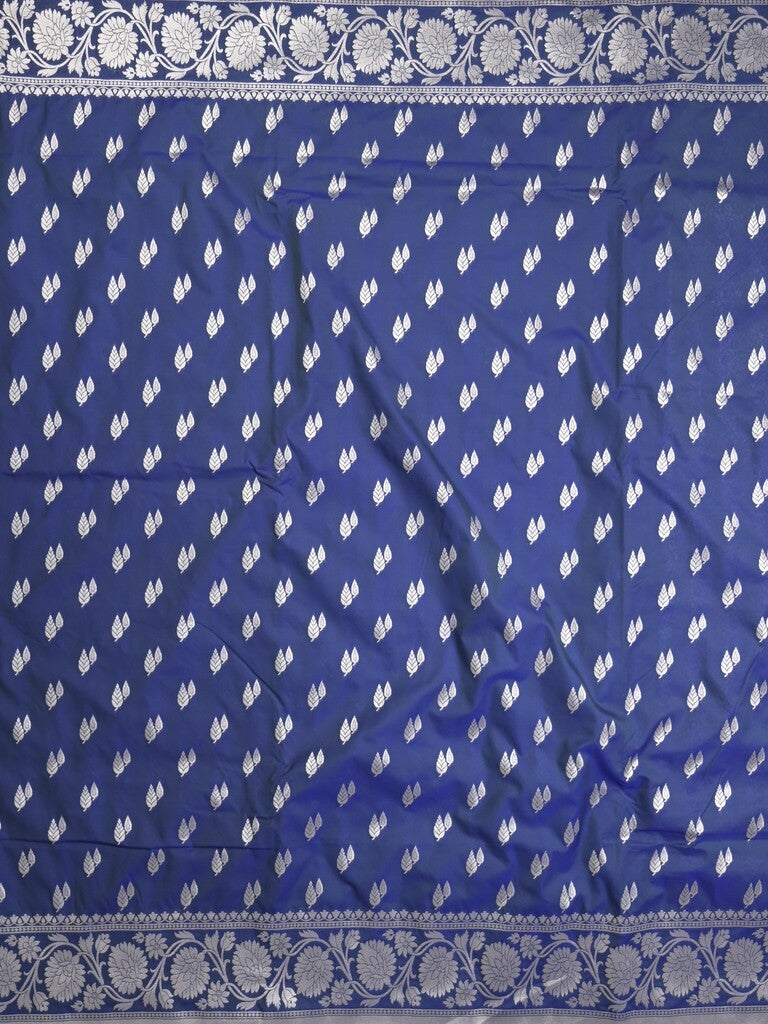 Banaras pattu saree in royal blue color allover zari motifs & zari border with brocade pallu and brocade blouse