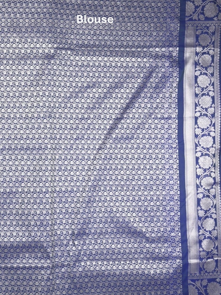 Banaras pattu saree in royal blue color allover zari motifs & zari border with brocade pallu and brocade blouse