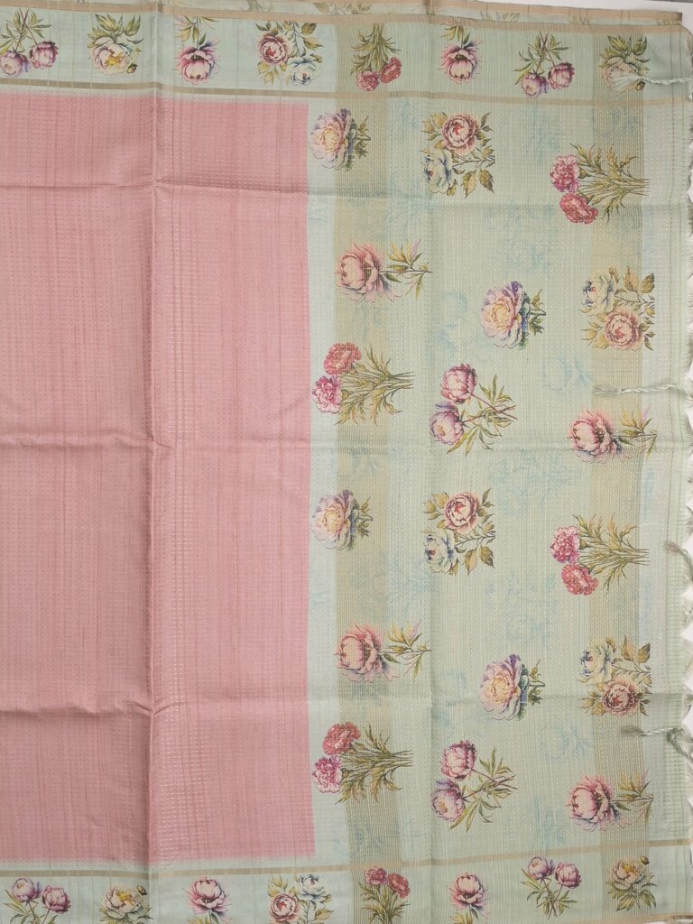Tussar fancy saree for women | light yellow | plain | printed border