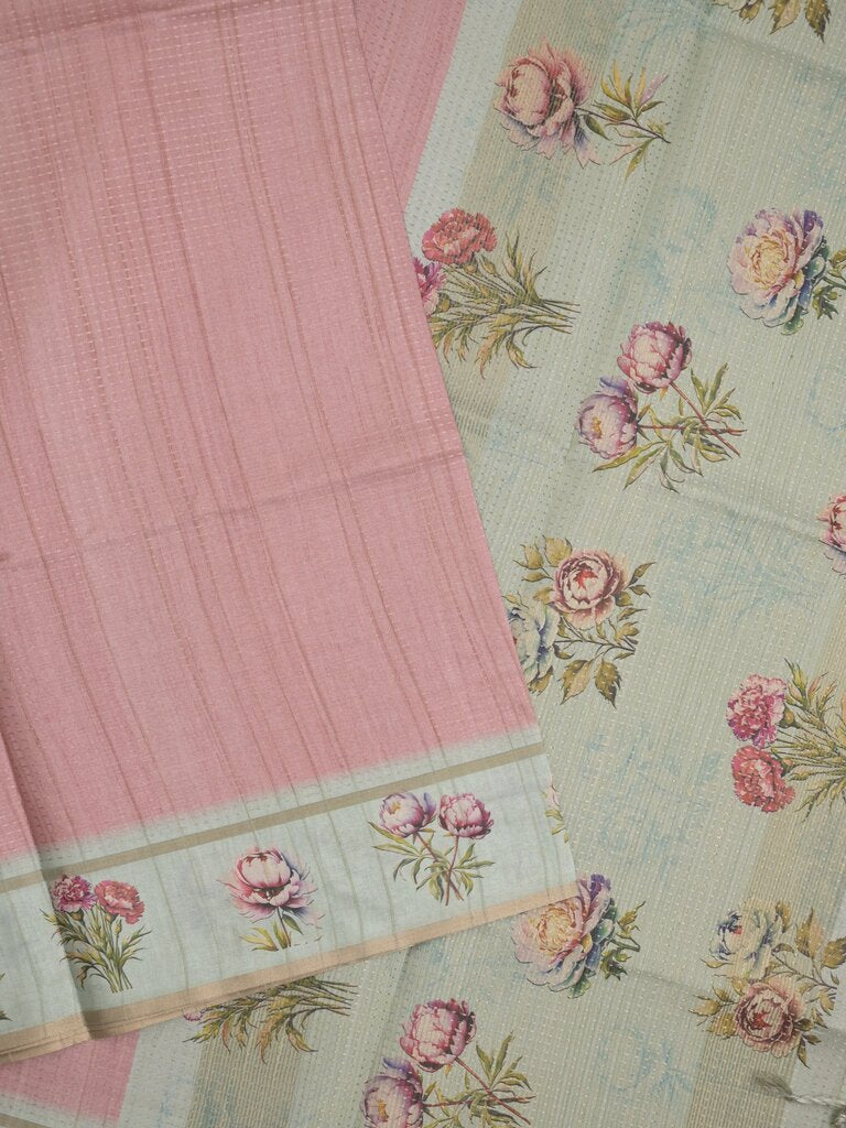 Tussar fancy saree for women | light yellow | plain | printed border