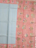 Tussar fancy saree for women | light yellow | plain | printed border