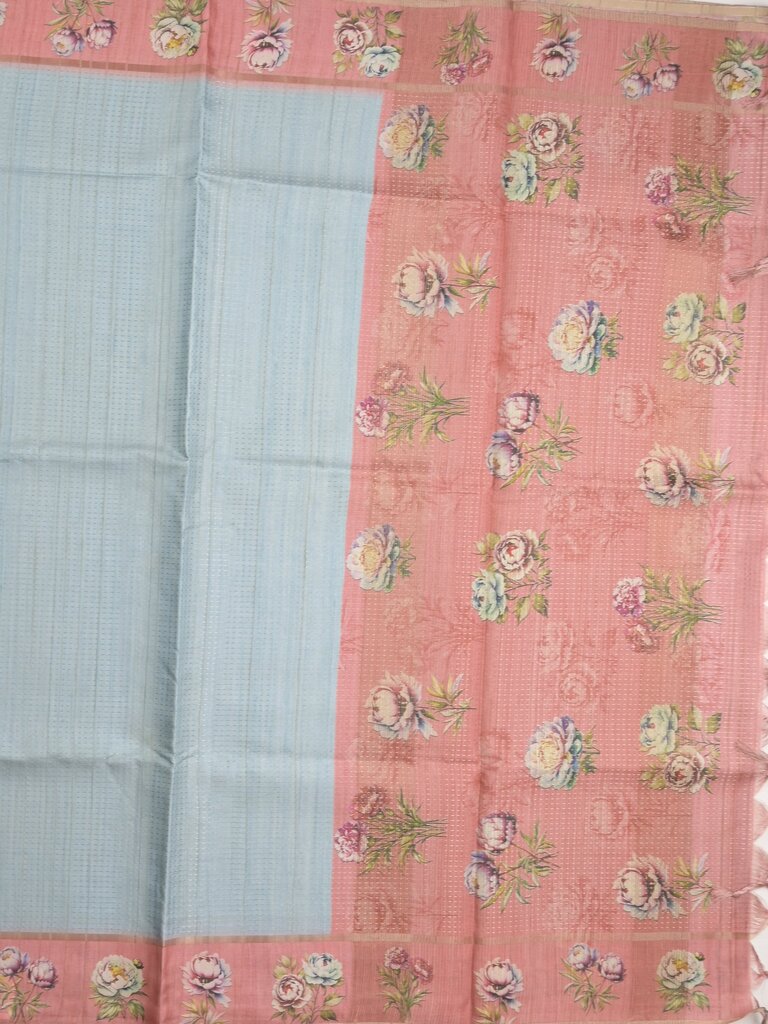 Tussar fancy saree for women | light yellow | plain | printed border