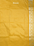 Banaras pattu saree in golden yellow color allover zari motifs & zari border with brocade pallu and brocade blouse