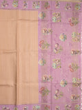 Tussar fancy saree for women | light yellow | plain | printed border
