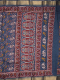 Maheshwari fancy saree navy blue color with allover patola design & small zari border and contrast printed blouse