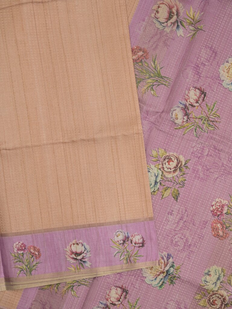 Tussar fancy saree for women | light yellow | plain | printed border