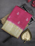 Raw mango fancy saree rani pink color allover zari motifs & zari border with zari pallu and contrast blouse