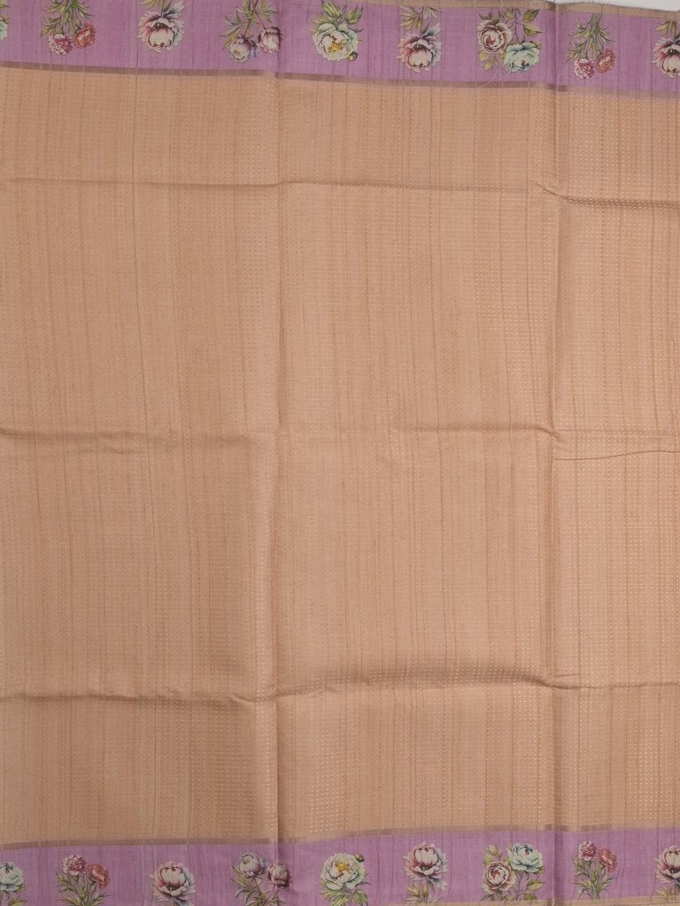 Tussar fancy saree for women | light yellow | plain | printed border