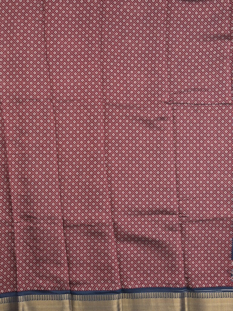 Maheshwari fancy saree navy blue color with allover patola design & small zari border and contrast printed blouse