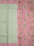Tussar fancy saree for women | light yellow | plain | printed border
