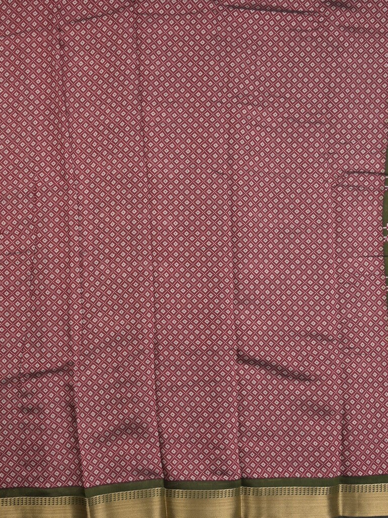 Maheshwari fancy saree olive green color with allover patola design & small zari border and contrast printed blouse